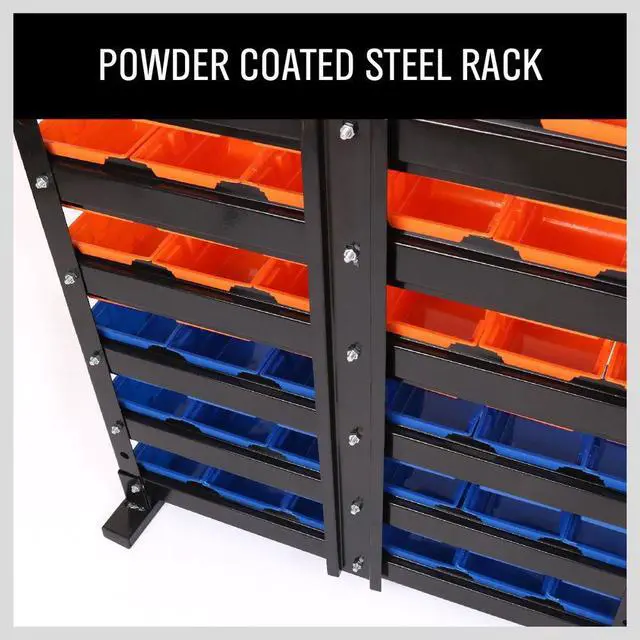 Alt view image 5 of 7 - Storage Bins Parts Rack 36Pcs Bin Organizer Garage Plastic Shop Tool, Tools for Men