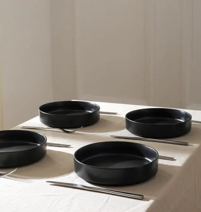 Alt view image 3 of 7 - Celina Stoneware Bowl Set, 4-Piece Pasta Bowls for Kitchen, Ceramic Serving for Ramen, Fruit, Cereal, Dinner - Microwave & Dishwasher Safe, Black
