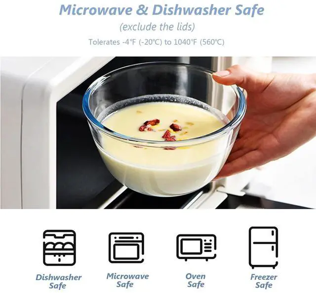 Alt view image 4 of 7 - Glass Mixing Bowls Glass Bowls with Lids Set(4.5QT,2.7QT, 1.1QT),Large Salad Bowls,glass mixing bowl Space-Saving Nesting Storage bowls for Cooking,Baking,Prepping,Dishwasher Safe