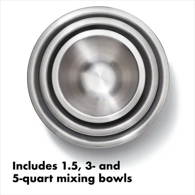 Alt view image 2 of 7 - Good Grips 3-Piece Stainless-Steel Mixing Bowl Set
