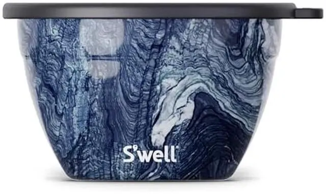 Main image of Stainless Steel 64oz Salad Bowl Kit, Azurite Color, Includes 2oz Condiment Container and Removable Tray, Leak-Proof, Easy to Clean, Dishwasher Safe