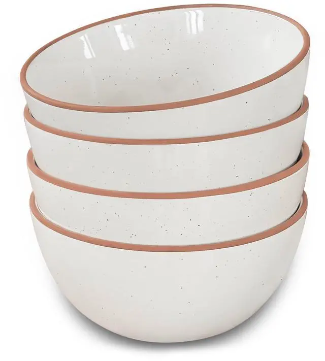 Main image of Ceramic Bowls For Kitchen, 28oz - Bowl Set of 4 - For Cereal, Salad, Pasta, Soup, Dessert, Serving etc - Dishwasher, Microwave, and Oven Safe - For Breakfast, Lunch and Dinner - Vanilla White