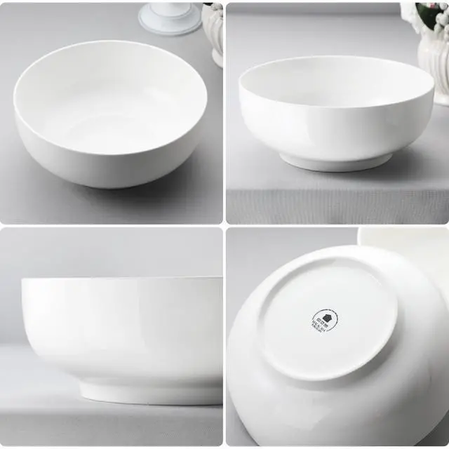 Alt view image 6 of 7 - Serving Bowls, 114 OZ(10") Extra Large Salad Bowls Set of 2, Porcelain White Serving Bowls for Salad, Soup, Pasta and Dinner, Large Ceramic Bowl Set for Entertaining, Series REGULAR