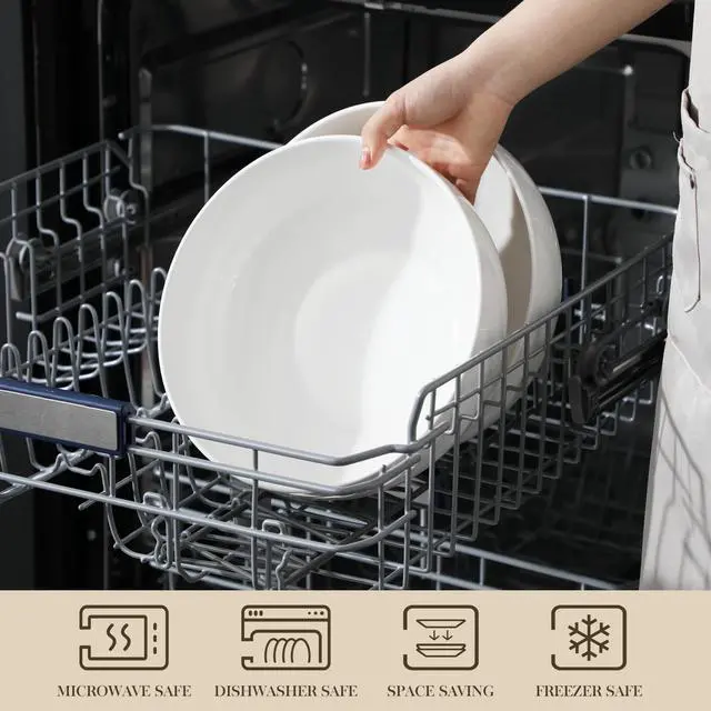 Alt view image 4 of 7 - Serving Bowls, 114 OZ(10") Extra Large Salad Bowls Set of 2, Porcelain White Serving Bowls for Salad, Soup, Pasta and Dinner, Large Ceramic Bowl Set for Entertaining, Series REGULAR