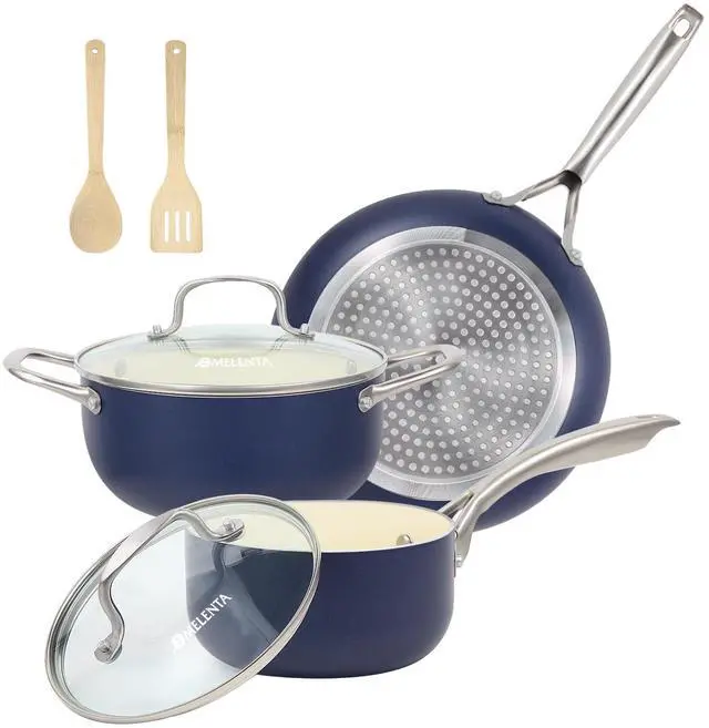 Main image of Pots and Pans Set, 7 Piece Nonstick Ceramic Cookware Set, Kitchen Induction Cookware Sets, Pots and Pans Non Stick with Oven Safe Handle, 100% PFOA Free, Blue