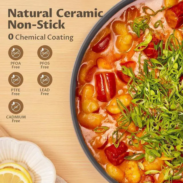 Alt view image 3 of 7 - 10 Quart Cooking Pot with Ceramic Coating, Non-Stick Stock Pot with Tempered Glass Lid, Large Soup Pot with Stainless Steel Handle, Induction Compatible Stockpot, Dishwasher Safe, Cream