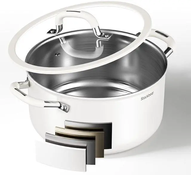 Main image of Stockpot 6 Quart, Tri-Ply 18/10 Stainless Steel Stock Pot with Lid, Induction Ready Cooking Pot for All Cooktops, Dishwasher Safe Soup Pot for Kitchen, Home, Gift for Cooker Mom and Dad