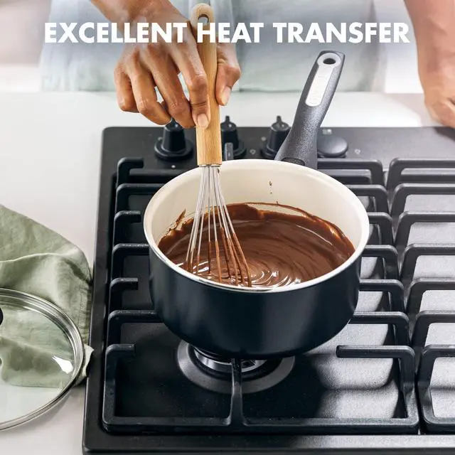 Alt view image 3 of 3 - Rio Healthy Ceramic Nonstick 2QT Saucepan Pot with Lid, PFAS-Free, Dishwasher Safe, Black