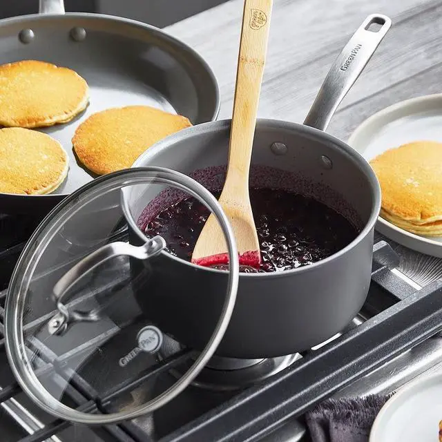 Alt view image 5 of 7 - Chatham Hard Anodized Healthy Ceramic Nonstick, 3QT Saucepan Pot with Lid, PFAS-Free, Dishwasher Safe, Oven Safe, Gray