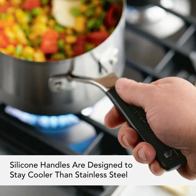 Alt view image 5 of 7 - Induction Stainless Steel Sauce Pan with Measuring Marks and Lid, 2-Quart, Brushed Stainless Steel