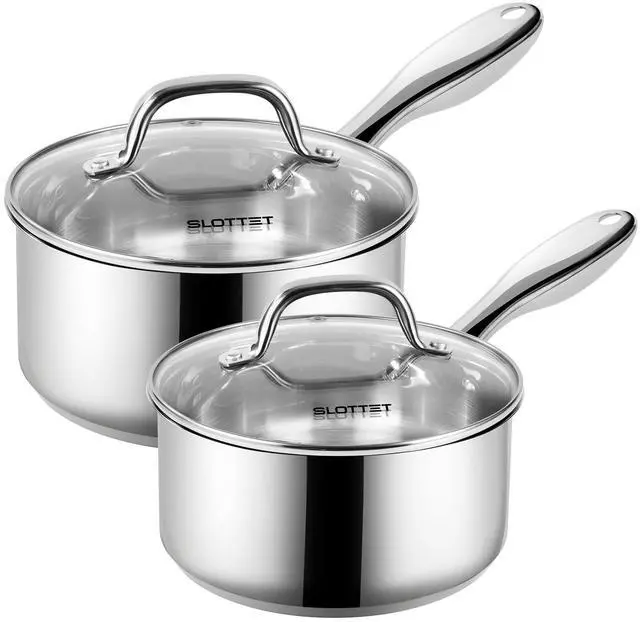 Main image of 1Qt & 2Qt Stainless Steel Sauce Pan Set with Lid,4 Pcs Non Stick Saucepan,Small Kitchen Pots,Induction Compatible,PFOA FREE