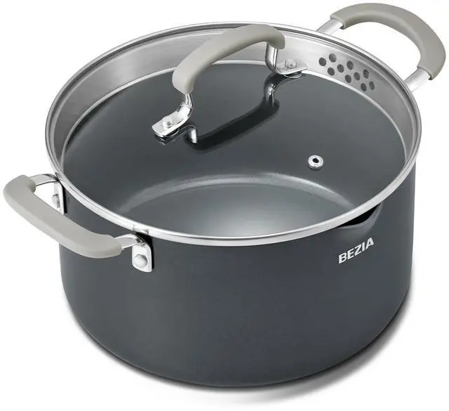 Main image of 6 Quart Nonstick Stock Pot with Lid, PFAS-Free Ceramic Soup Pot, Multipurpose Pasta Pot with Strainer Lid, Induction Cooking Pot, Silicone Handle, Compatible with All Cooktops, Dishwasher Safe