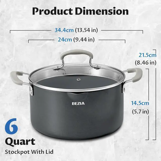 Alt view image 6 of 7 - 6 Quart Nonstick Stock Pot with Lid, PFAS-Free Ceramic Soup Pot, Multipurpose Pasta Pot with Strainer Lid, Induction Cooking Pot, Silicone Handle, Compatible with All Cooktops, Dishwasher Safe