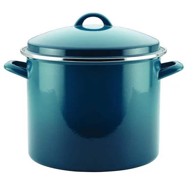 Main image of Enamel on Steel Stock Pot/Stockpot with Lid, 12 Quart, Marine Blue