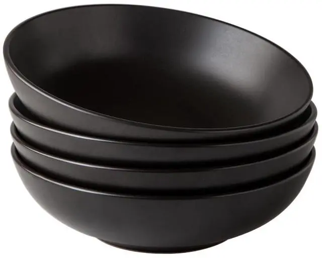 Main image of 8.75 Large Pasta Bowls, 42 ounce Deep Stoneware Bowls Set of 4 for Kitchen, Wide Bowl for Pasta/Salad/Fruit/Oatmeal/Soup, Microwave&Dishwasher Safe-Matte Black
