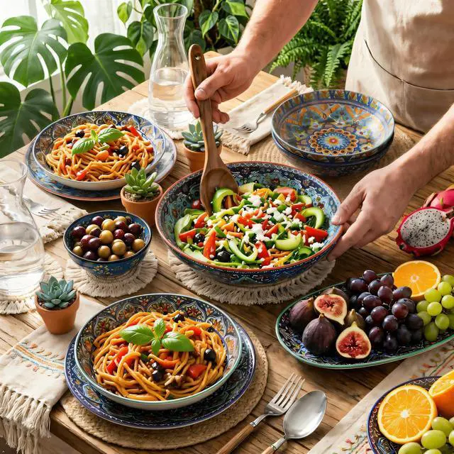 Alt view image 3 of 7 - Pasta Bowls Set of 4, 42 oz Ceramic Salad Bowls for Kitchen, 9.7 Inch Colorful Serving Bowls for Soup, Dinner, Fruit, Dishwasher & Microwave Safe, Bohemian