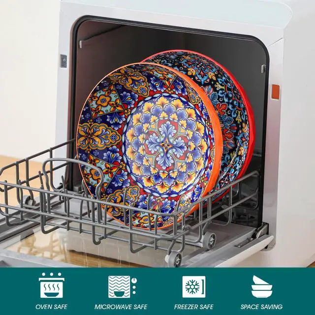 Alt view image 4 of 7 - Large Serving Bowls, 78 Oz Extra Large Salad Bowls Set of 2, Bohemian Decorative Bowls for Salad, Fruit, Pasta and Dinner, Serving Dishes Set for Party, Dishwasher & Microwave SafeRed