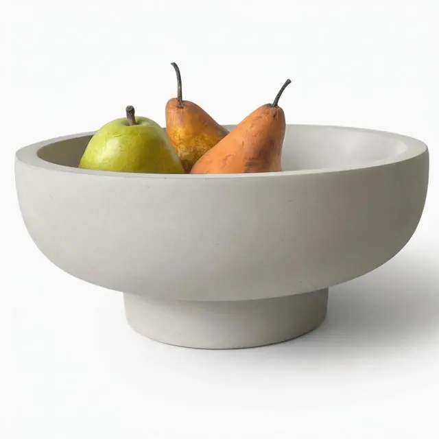 Main image of Concrete Fruit Bowl for Kitchen Counter - Large Decorative Bowls for Home Decor - Modern Key Bowl for Entryway Table - Footed Pedestal Bowl for Keys