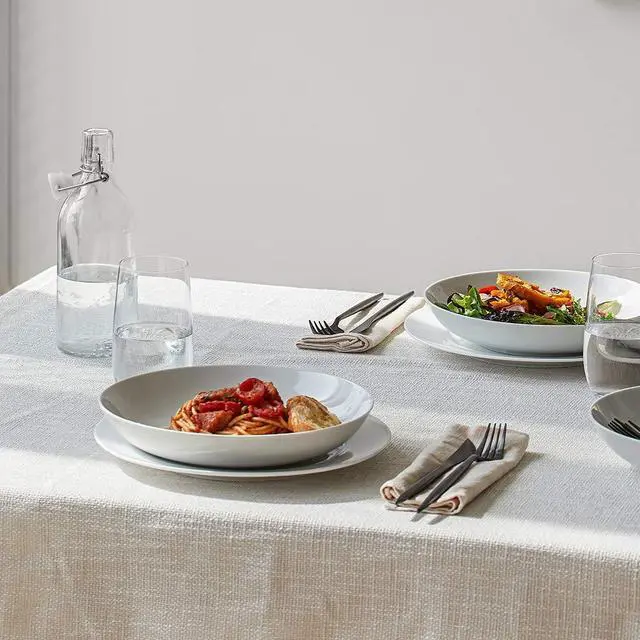 Alt view image 4 of 7 - 9" Pasta Bowls, 40oz Large Salad Bowls Set of 6, Wide Shallow Ceramic Bowls for Serving Soup, White Dinner Plates Set for Kitchen, Microwave Dishwasher Safe