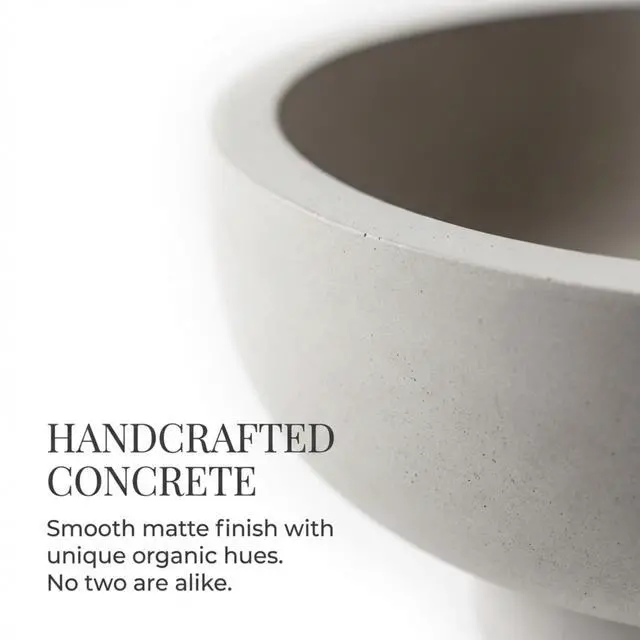 Alt view image 6 of 7 - Concrete Fruit Bowl for Kitchen Counter - Large Decorative Bowls for Home Decor - Modern Key Bowl for Entryway Table - Footed Pedestal Bowl for Keys
