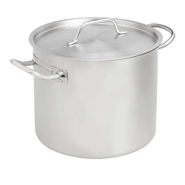 Main image of 12 Quarts Stainless Steel Aluminum-Clad Stock Pot with Cover, Induction Compatible, Dishwasher Safe, Oven Safe, Even Heating, Soup and Pasta Pot