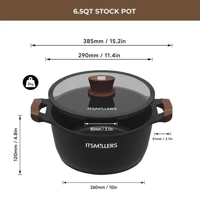 Alt view image 2 of 7 - Nonstick Stock Pot, 6.5 Qt Soup Stock Pot with Strainer Lid, Induction Cooking Pot with Visible Lid for Pasta,Spaghetti, Ceramic Casserole Makes for Effortless Cleanup