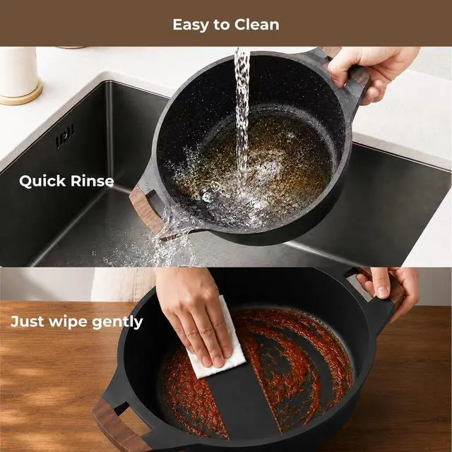Alt view image 7 of 7 - Nonstick Stock Pot, 6.5 Qt Soup Stock Pot with Strainer Lid, Induction Cooking Pot with Visible Lid for Pasta,Spaghetti, Ceramic Casserole Makes for Effortless Cleanup