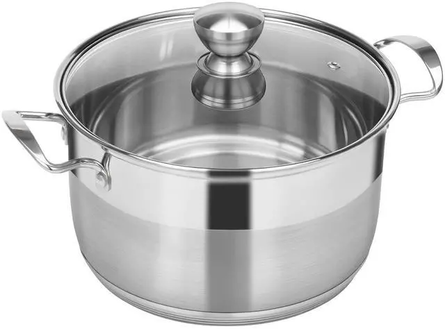 Main image of Stainless Steel Stock Pot - 12 Quart Large Cooking Pot with Lid for Pasta, Soup, Spaghetti, Nonstick Thick Base Deep Stockpot, Kitchen Cookware for Stew, Simmer, Boiling, Canning