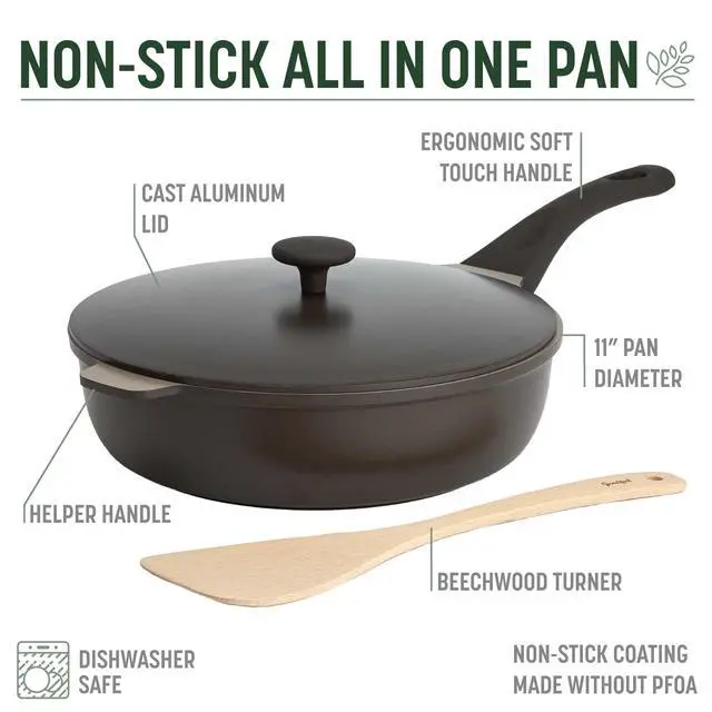 Alt view image 4 of 7 - All-in-One Pan, Multilayer Nonstick Cookware Set, High-Performance Construction, Multipurpose Design Replaces Multiple Pots and Pans, Dishwasher Safe, 11-Inch, 4.4-Quart Capacity, Graphite