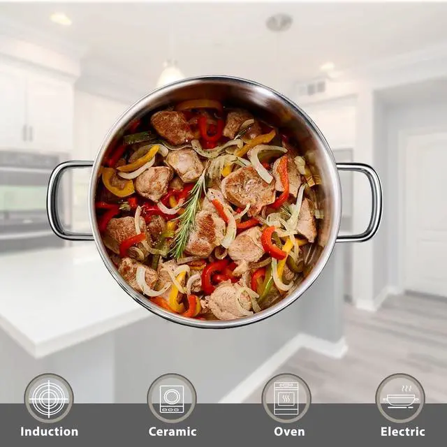 Alt view image 6 of 7 - Stainless Steel pots and pans set, 6 Piece Nonstick Induction Kitchen Cookware Set, Works with Induction/Electric and Gas Cooktops, Nonstick, Oven Safe, Camping Cookware