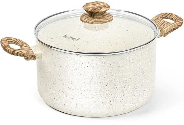 Main image of Nonstick Cooking Pot - 6 Quart Soup Pot with Lid for Family Meals, Non-Toxic Stockpot with Stay-Cool Handles, Induction Ready, Easy Cleanup, PFOA & PFOS Free