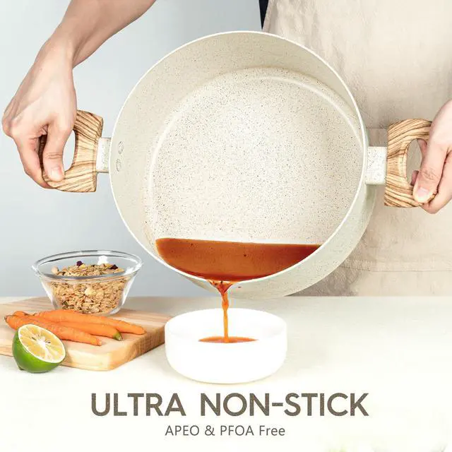 Alt view image 2 of 7 - Nonstick Cooking Pot - 6 Quart Soup Pot with Lid for Family Meals, Non-Toxic Stockpot with Stay-Cool Handles, Induction Ready, Easy Cleanup, PFOA & PFOS Free