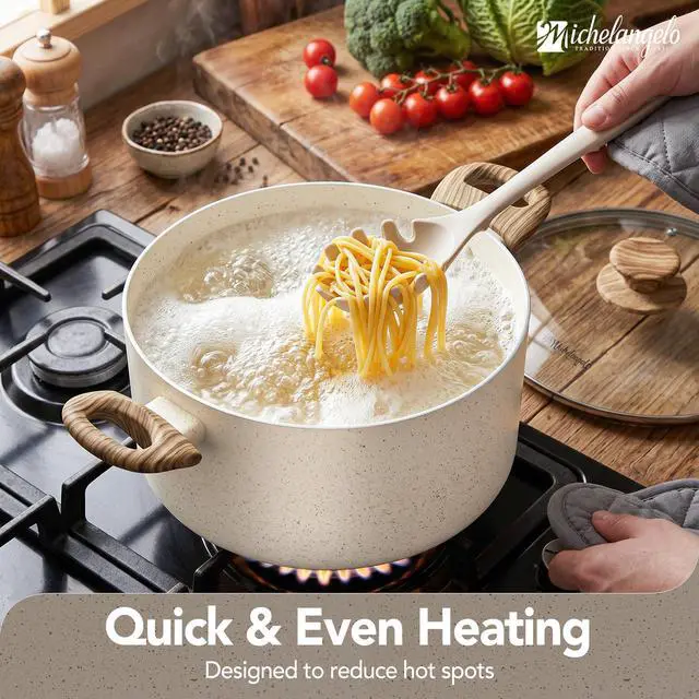 Alt view image 4 of 7 - Nonstick Cooking Pot - 6 Quart Soup Pot with Lid for Family Meals, Non-Toxic Stockpot with Stay-Cool Handles, Induction Ready, Easy Cleanup, PFOA & PFOS Free