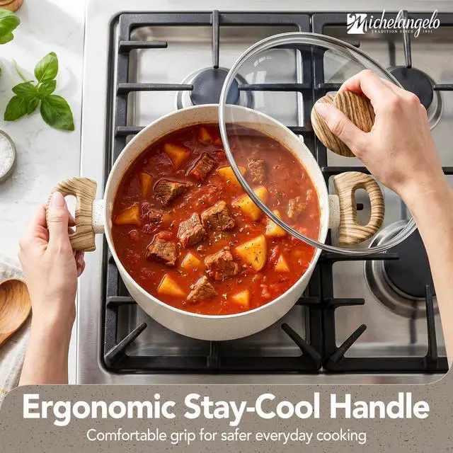 Alt view image 7 of 7 - Nonstick Cooking Pot - 6 Quart Soup Pot with Lid for Family Meals, Non-Toxic Stockpot with Stay-Cool Handles, Induction Ready, Easy Cleanup, PFOA & PFOS Free