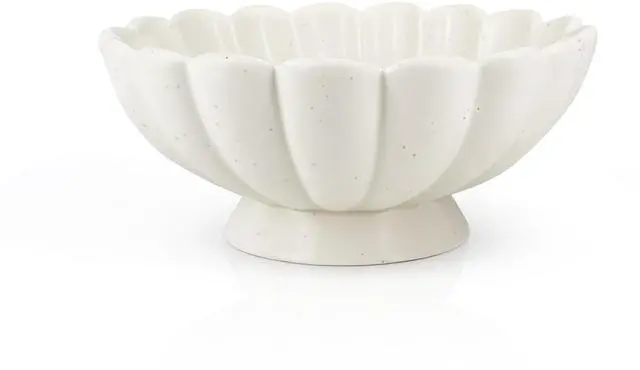 Main image of 8" White Fluted Scalloped Decorative Bowls -Moderate Ceramic Fruit Bowl for Kitchen Counter, Elegant Wavy Edge Centerpiece Bowls for Home Decor, Perfect for Housewarming &Wedding Gift