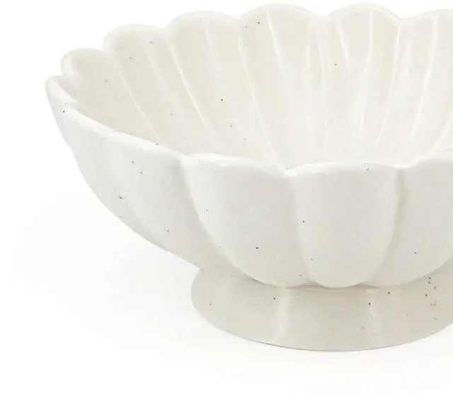 Alt view image 2 of 7 - 8" White Fluted Scalloped Decorative Bowls -Moderate Ceramic Fruit Bowl for Kitchen Counter, Elegant Wavy Edge Centerpiece Bowls for Home Decor, Perfect for Housewarming &Wedding Gift