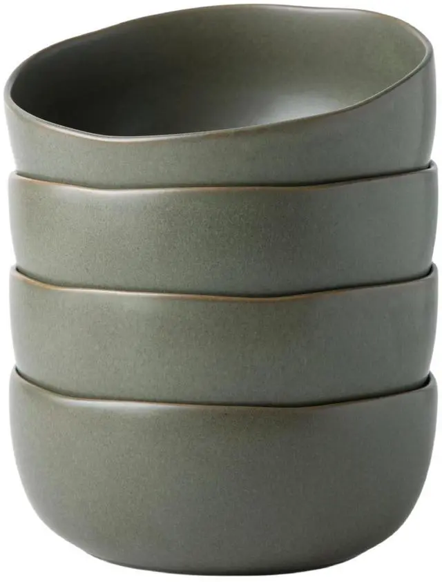 Main image of Stoneware Cereal Bowls for Kitchen, 28oz Large Ceramic Soup Bowls Set of 4 for Meal,Snacks,Soup, Oven, Microwave&Dishwasher safe Kitchen Bowls with Wavy Rim, Reactive Glaze Matte