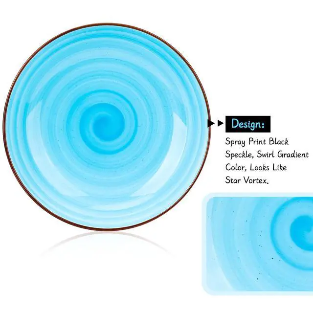 Alt view image 6 of 7 - Large Pasta Bowls 34 oz, Ceramic Salad Serving Bowls Set of 6, 8.6 Inch Wide and Shallow for Soup- Dishwasher and Microwave Safe, Assorted Cool Colors