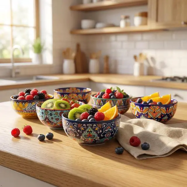 Alt view image 4 of 7 - Cereal Bowls, 26 Oz Ceramic Soup Bowl Set of 6, Colorful Bowl for Kitchen Cooking, Ideal for Rice Oatmeal Fruit Ice Cream Dessert, Dishwasher & Microwave Safe, Bohemian
