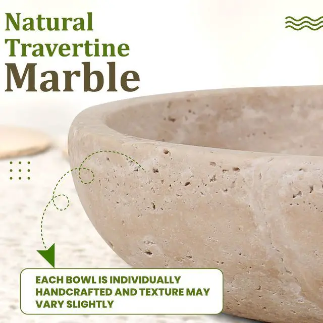 Alt view image 4 of 7 - Travertine Decorative Bowl - 7.8 Diameter & 2 Height - Key Bowl for Entryway Table - Travertine - Organic Modern Centerpiece - Beige/Natural