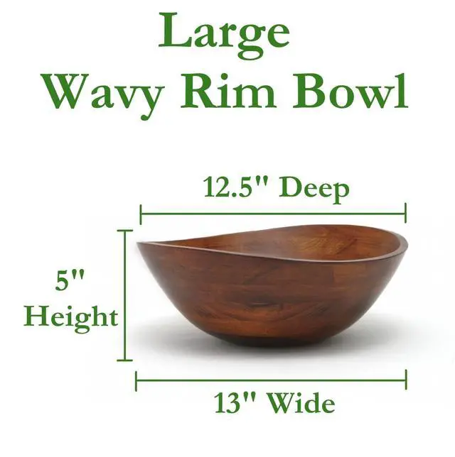 Alt view image 2 of 7 - 294 Cherry Finished Wavy Rim Serving Bowl for Fruits or Salads, Matte, Large, 13" x 12.5" x 5", Single Bowl