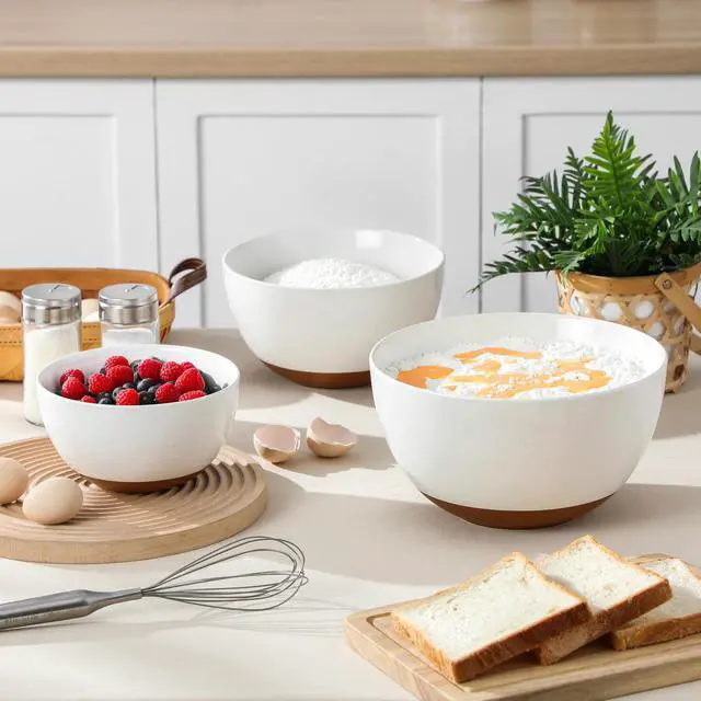 Alt view image 7 of 7 - Ceramic Mixing Bowls, Large Serving Bowls for Mixing, Cooking, Prepping, Baking, Salad, Soup, Pasta, Nesting Bowls Set of 3, 46/80/140 Oz, Oven, Microwave and Dishwasher Safe, Series TARA