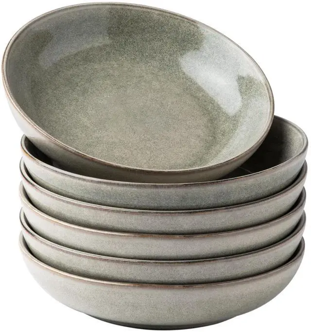 Main image of 8.5'' Large Pasta Bowls, 36oz Stoneware Pasta Serving Bowls Set of 6 for Kitchen, Wide Bowls for Pasta,Salad,Oatmeal, Microwave Safe, Reactive Glaze