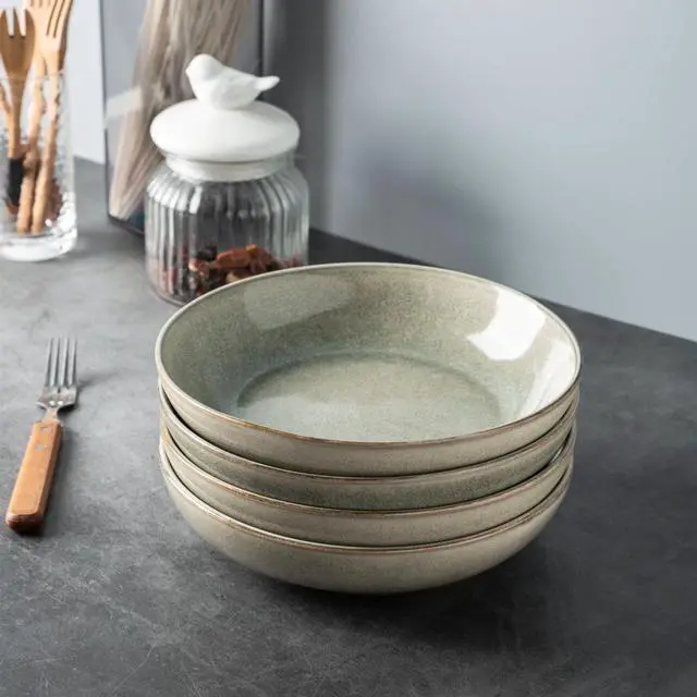 Alt view image 5 of 7 - 8.5'' Large Pasta Bowls, 36oz Stoneware Pasta Serving Bowls Set of 6 for Kitchen, Wide Bowls for Pasta,Salad,Oatmeal, Microwave Safe, Reactive Glaze