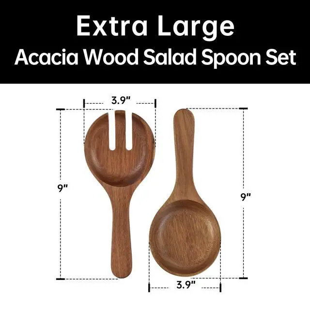 Alt view image 3 of 7 - Extra Large Glass Salad Bowl Set - Party Salad Bowls with Acacia Wood Base and Serving Utensils - Elegant and Practical Kitchen Must-Have