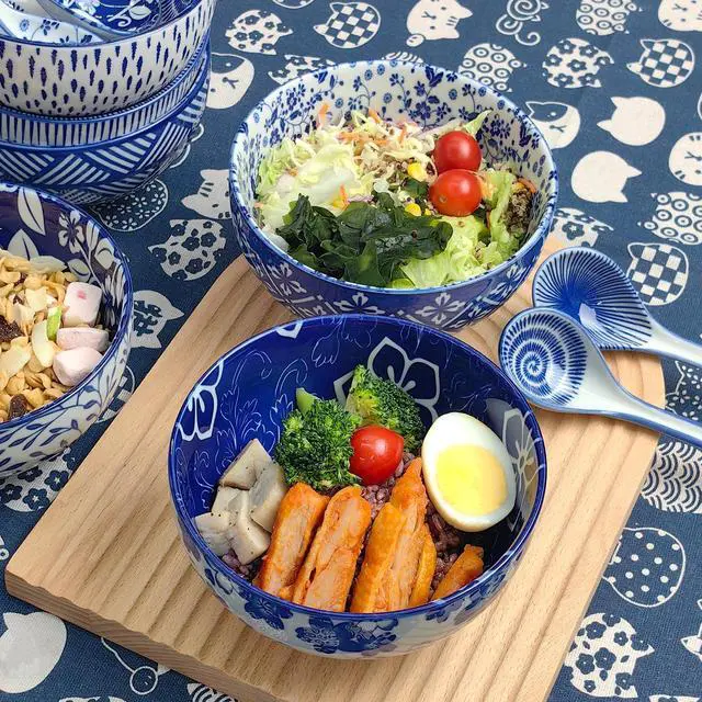 Alt view image 7 of 7 - Japanese Ceramic Bowls Set of 6, 28 Oz Large Asian Porcelain Ramen Soup Salad Cereal Noodle Bowl with 6 Spoons, Deep Bowl for Kitchen Decor and Housewarming Gift, Dishwasher & Microwave Safe
