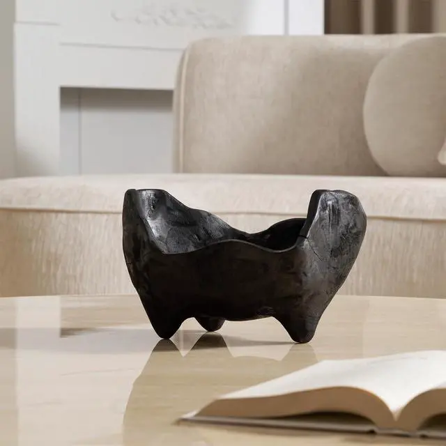 Alt view image 5 of 7 - Oak Wood Black Decorative Bowl-9.25x5.51 Inch Small Bowl for Entryway Key, Fruit, Candy with feet, Boho Farmhouse Home Decor for Dining Room, Coffee Table Centerpiece