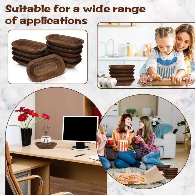 Alt view image 3 of 6 - 10 Pack Wooden Dough Bowls Bulk Rustic Dough Bowls Vintage Farmhouse Wooden Table Centerpiece for Wedding DIY Home Crafts Supplies Decoration(8.5 Inches,Brown)