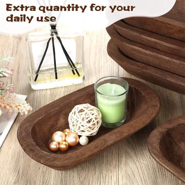 Alt view image 6 of 6 - 10 Pack Wooden Dough Bowls Bulk Rustic Dough Bowls Vintage Farmhouse Wooden Table Centerpiece for Wedding DIY Home Crafts Supplies Decoration(8.5 Inches,Brown)