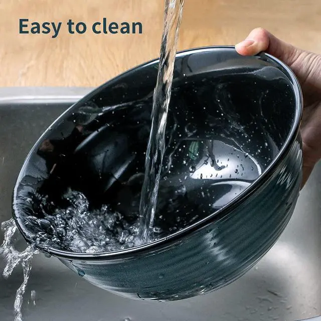 Alt view image 7 of 7 - Ceramic Serving Bowls, 9 Inch Large Salad Bowls for Kitchen, 84 Ounce Mixing Bowl Set of 2, Ideal for Soup Pho Pasta Popcorn, Dishwasher & Microwave Safe(Blue)